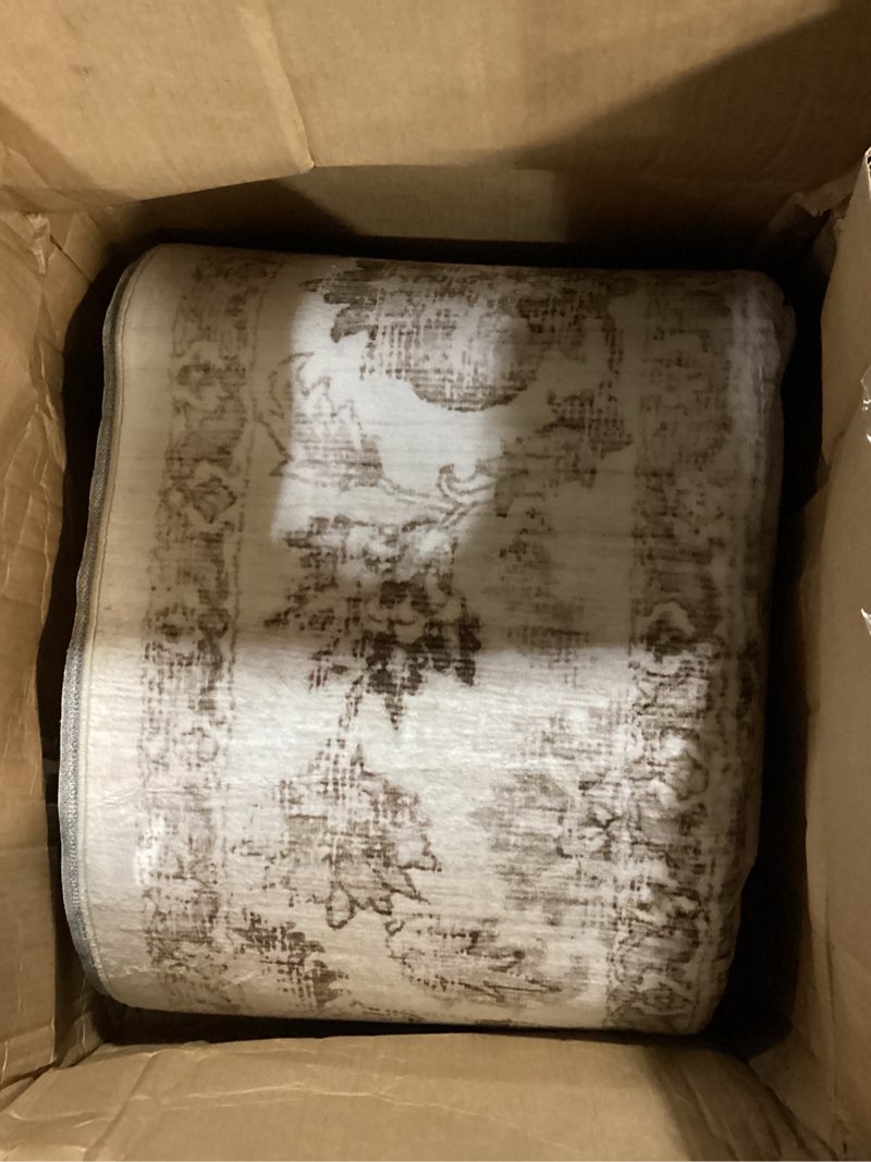 Condition photo showing Good Condition for 12x15 Neutral Area Rug Beige Vintage Living Room Bedroom Washable Carpet Non-Slip Soft Low Pile Floral Indoor Extra Large Throw Rug for Dining Room Office 12' x 15' (Rectangular) Beige