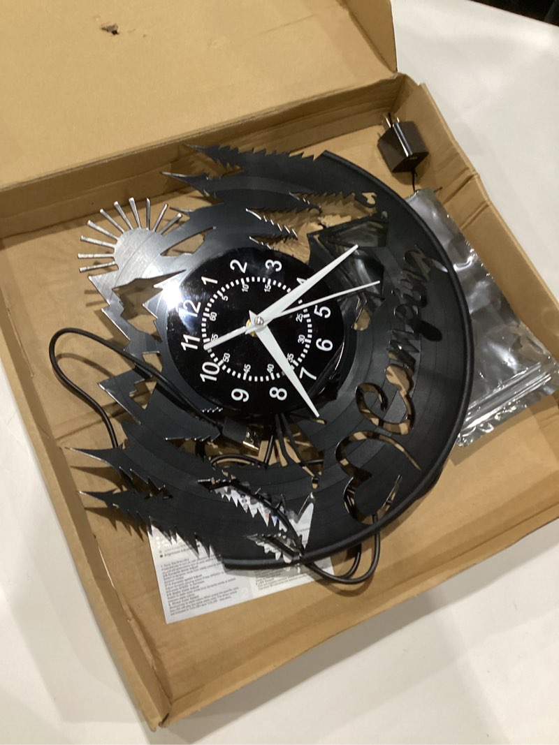 Condition photo showing As Is for camping decor wall clock color change by remote control, 12 inch camper decor for inside led light wall clock rv decorations for inside camper silent movement battery operated camping signs with led, not tested