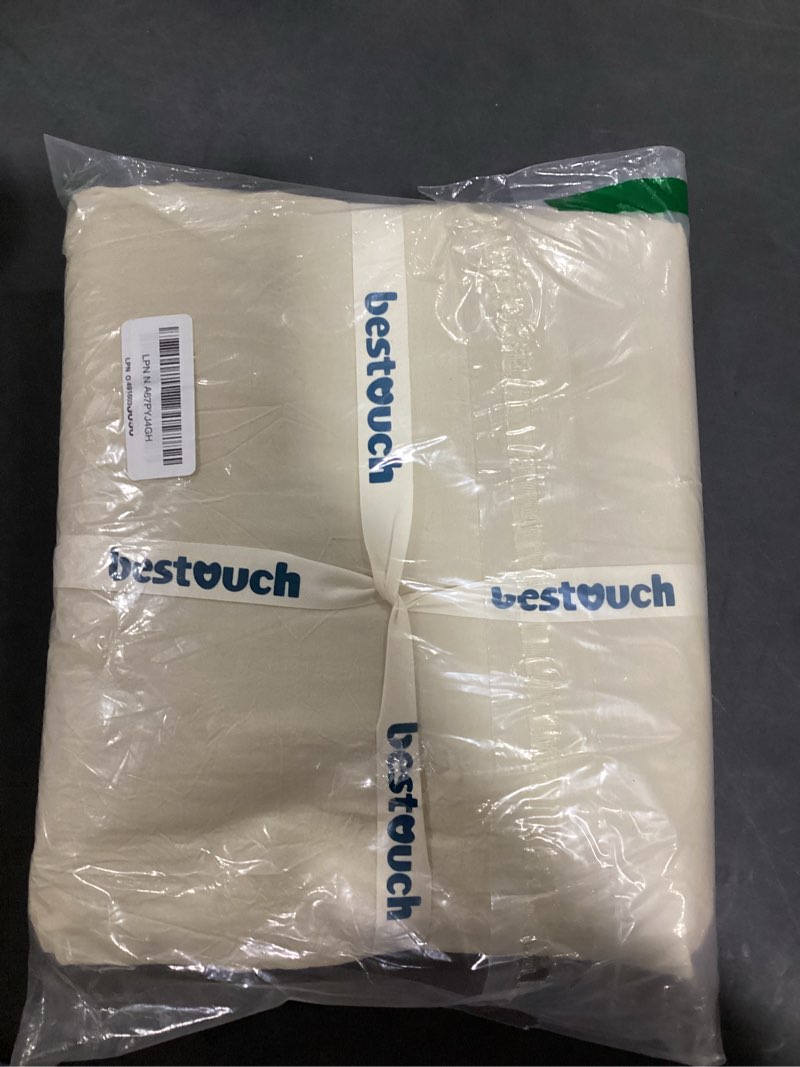 Condition photo showing item condition for BESTOUCH Duvet Cover Set 100% Washed Cotton Linen Feel Super Soft Comfortable Chic Lightweight 3 PCs Home Bedding Set Solid Almond Milk Grey Queen Almond Milk Grey (No Comforter) Queen (90" x 90")