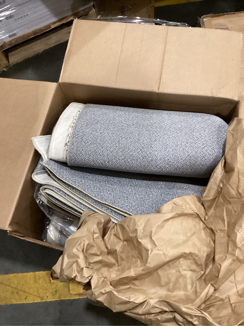 Condition photo showing As Is for 9x12 neutral area rug taupe vintage living room bedroom carpet non-slip soft low pile washable farmhouse indoor indoor large throw rug for dining room office 9' x 12' (rectangular) taupe