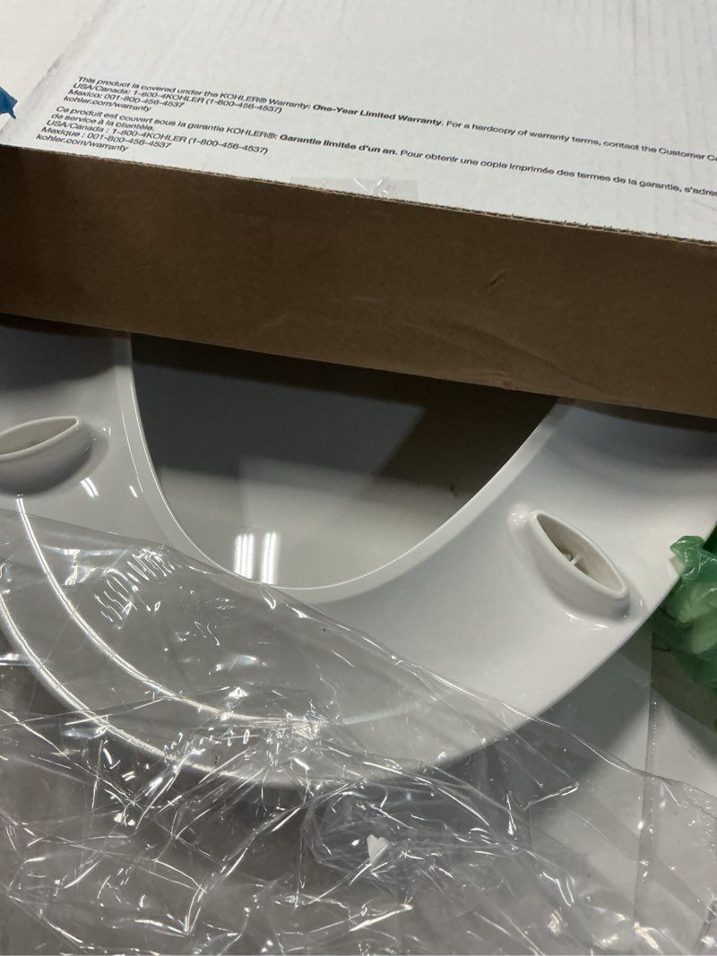 Condition photo showing Good Condition for kohler 4636-rl-0 cachet readylatch elongated toilet seat slow close, soft close toilet seat quiet lid, contoured grip-tight bumpers installation hardware, apartment essentials, white white elongated ready latch
