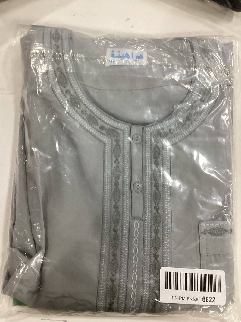Condition photo showing New/Like New for HOMELEX Men's Muslim Clothes Thobe Middle East Kaftan Saudi Arab Caftans Islamic Abaya Dress Dubai Robes Gray Medium