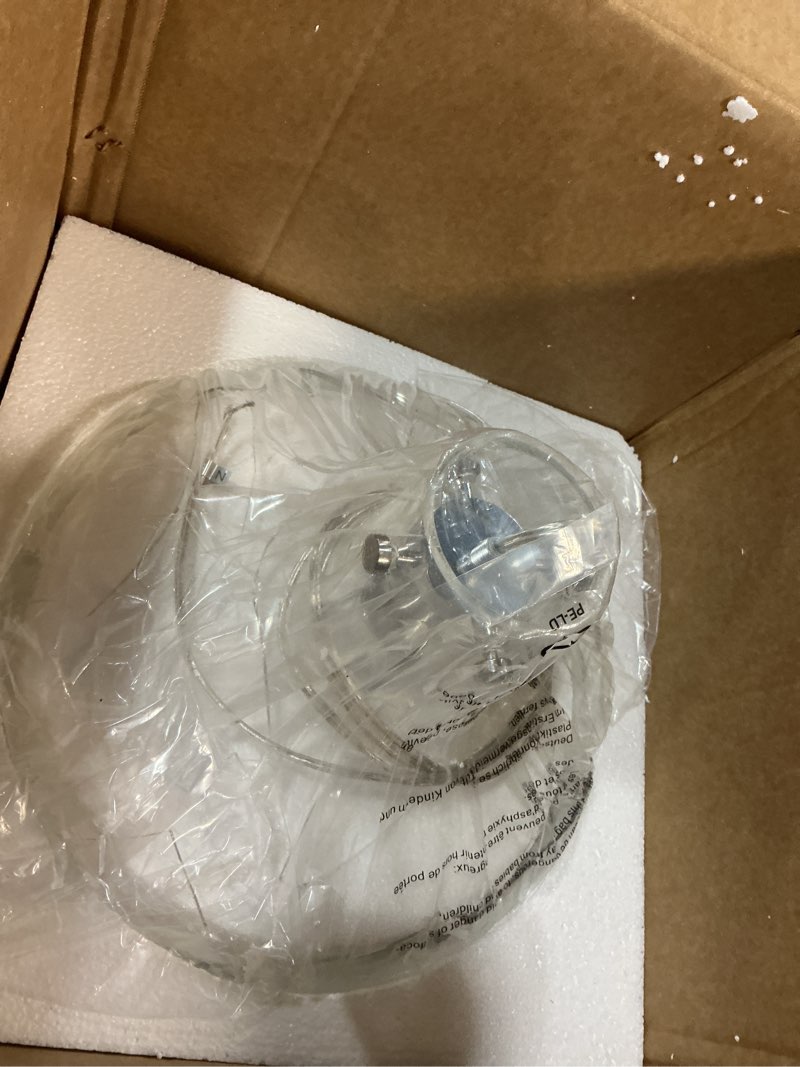 Condition photo showing Good Condition for Farmhouse Pendant Light – Hand-Blown Clear Hammered Glass Shade, Chrome Finish, Adjustable Chain Hanging Fixture for Kitchen Island, Dining Room & Hallway, 15" H x 12" D Chain Chrome