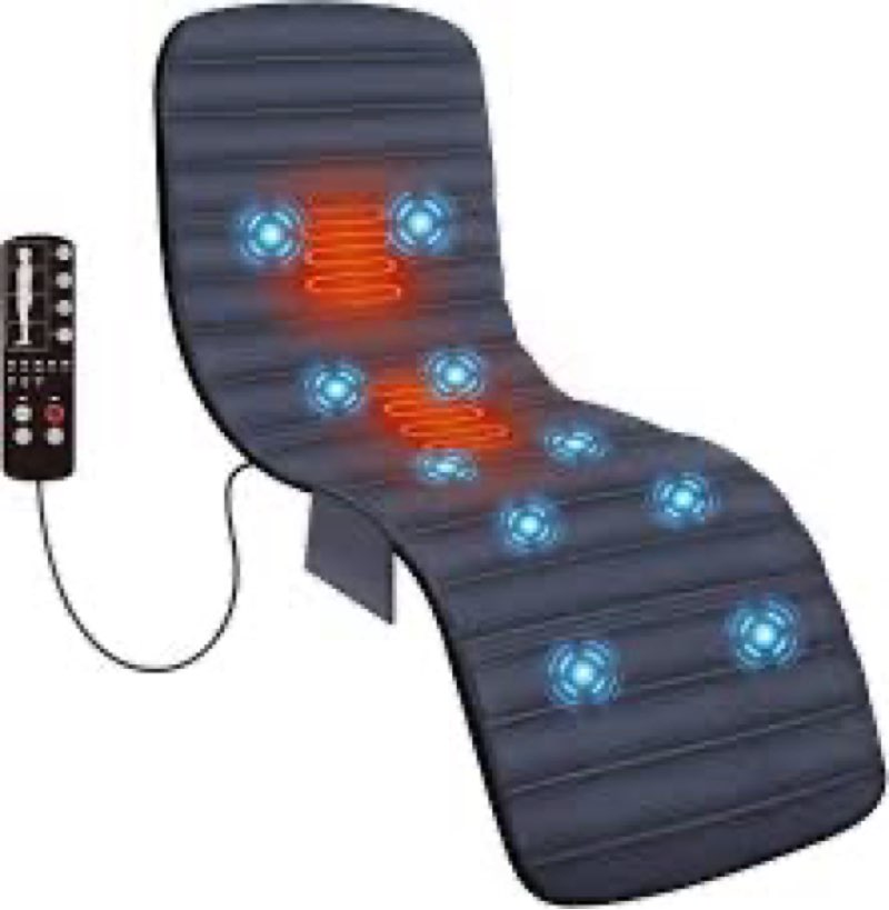 Full Body Massage Mat with Heat, 10 Vibration Nodes Massage Chair Pad with 3 Heating Levels , Multif