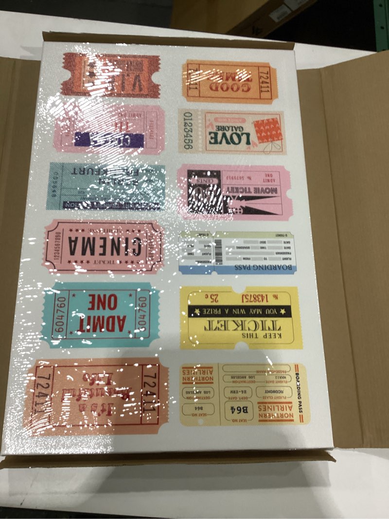 3Pcs Vintage pink Life Ticket Stub Canvas wall art Fashion Preppy Pink Retro Aesthetic Wall Decor Tr