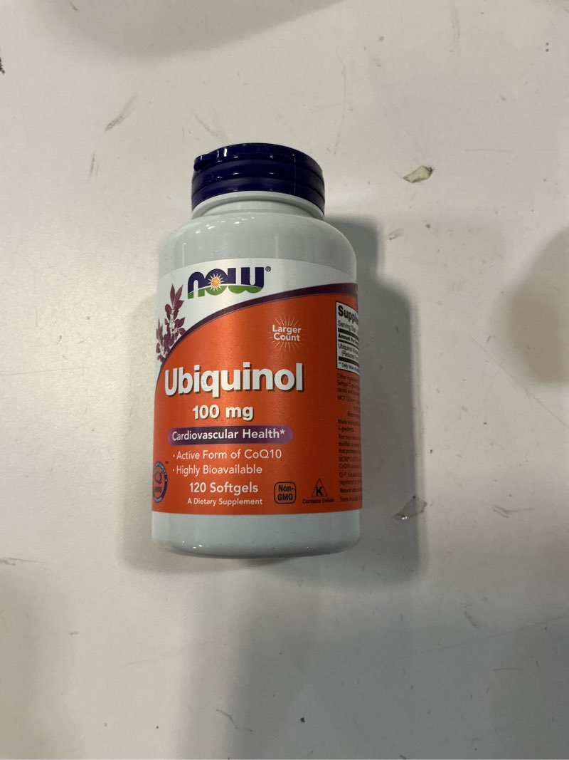 Condition photo showing New/Like New for (By 03-2026)Now Supplements, Ubiquinol 100 mg, High Bioavailability (The Active Form of CoQ10), 120 Softgels 120 Count (Pack of 1)