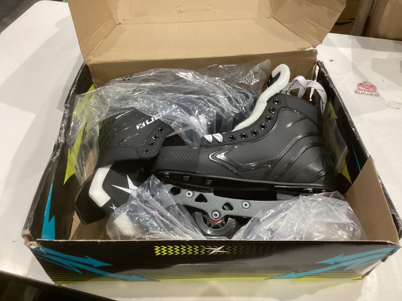 Condition photo showing Good Condition for tronx stryker adjustable senior intermediate junior youth roller inline hockey skates sr skate 6-8 (shoe size 7.5-9.5)