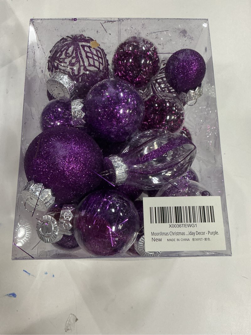 Condition photo showing New/Like New for 30PCS Christmas Ornaments Set, Clear Plastic Shatterproof Christmas Ball for Xmas Tree Hanging Decorations. (Black)