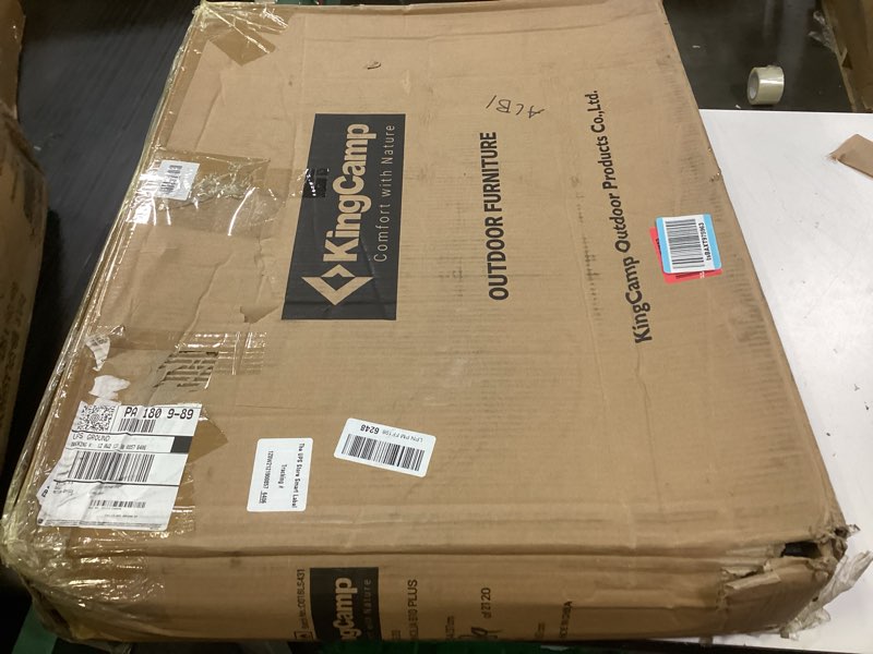 Condition photo showing New/Like New for kingcamp tanning chair with face hole, lounge chairs outdoor folding comfy adjustable 5-position foldable chaise chaser with canopy shade for outside beach patio sun bathing, beige c*skyshade canopy——beige canopy oversized