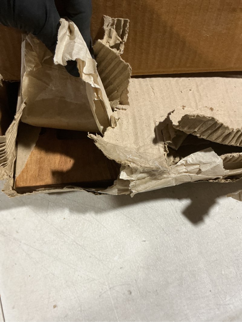 Condition photo showing As Is for Creative Co-Op Acacia Wood Serving Board on Gold Stand