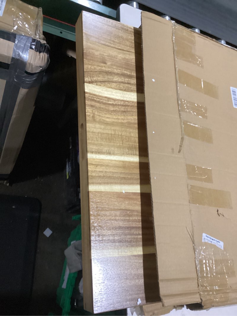 Condition photo showing Good Condition for 30'' Extra Large Square Wood Tray - Acacia Wood Ottoman Tray with Handles, Rustic Serving Tray for Living Room, Kitchen and Coffee Table, Wooden Trays for Ottoman,Ottoman Table Topper