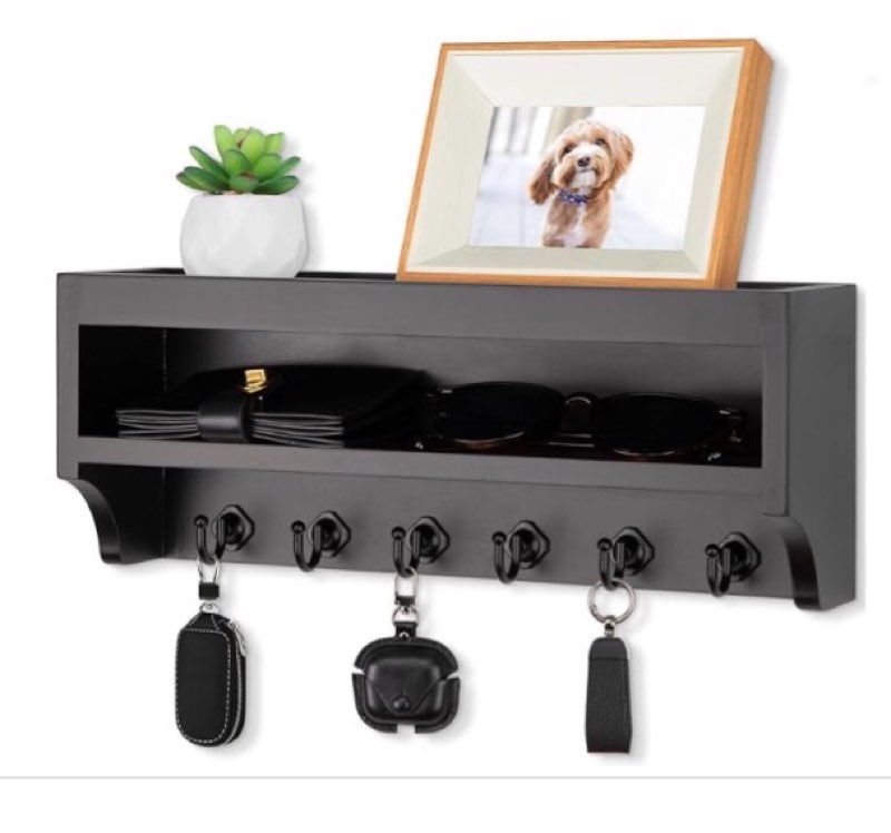 nekon key holder wall mount, 12.8" w x 5.6" h x 3.7" d wall mounted key and mail organizer with 6 ke