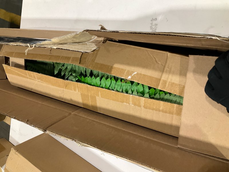 Condition photo showing Good Condition for 36" Artificial Boston Ferns Bush Plants, Set of 2, Large Faux Ferns Hanging Decor with 39 Fronds, Fake Vines Indoor Or Outdoors Planter for Home and Office Decor 2 PCS-36"