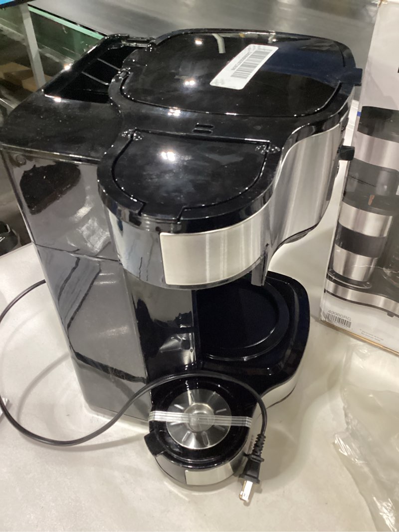 Condition photo showing As Is for Hamilton Beach 2-Way Programmable Coffee Maker, 12 Cup Glass Carafe And Single Serve Coffee Maker, Black with Stainless Steel Accents, 49980RG 12 Cup Black