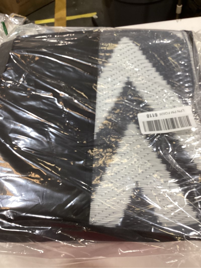 Condition photo showing New/Like New for olanly waterproof outdoor rug 6x9 ft clearance, reversible outdoor plastic straw rug, rv mat, indoor outdoor carpet for patio, camping, balcony, deck, backyard, black & white black & white chevron 6' x 9' (rectangular)