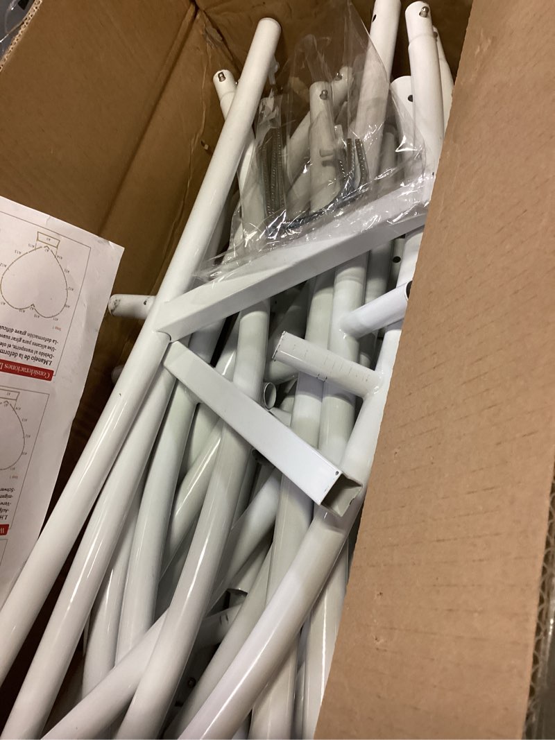 Condition photo showing New/Like New for Heart Shaped Balloon Arch Stand for Proposal, 6.7FT Large Metal Heart Arch Frame for Wedding Backdrop, Love Flower Arch Decor for Engagement Party Display (White)