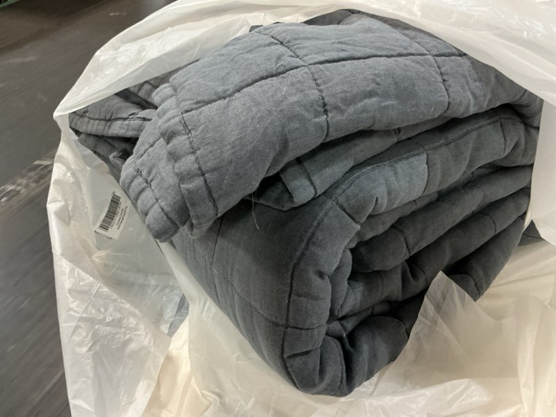 Condition photo showing As Is for european linen box quilt set, king/cal king, nightfall ( not pillow