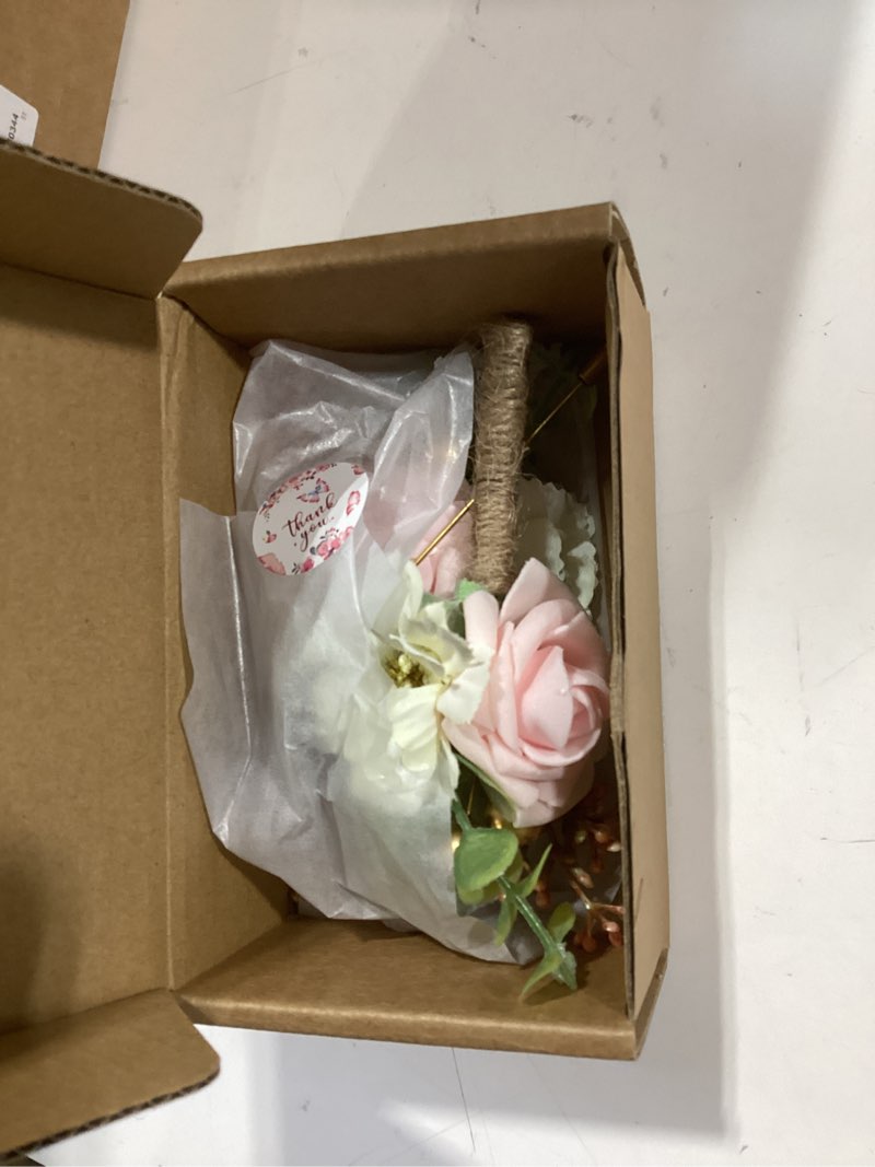 Condition photo showing Good Condition for boutonniere for men wedding, groom groomsman artificial rose flowers for wedding anniversary celebration,prom,party,home decoration set of 2 (blush)