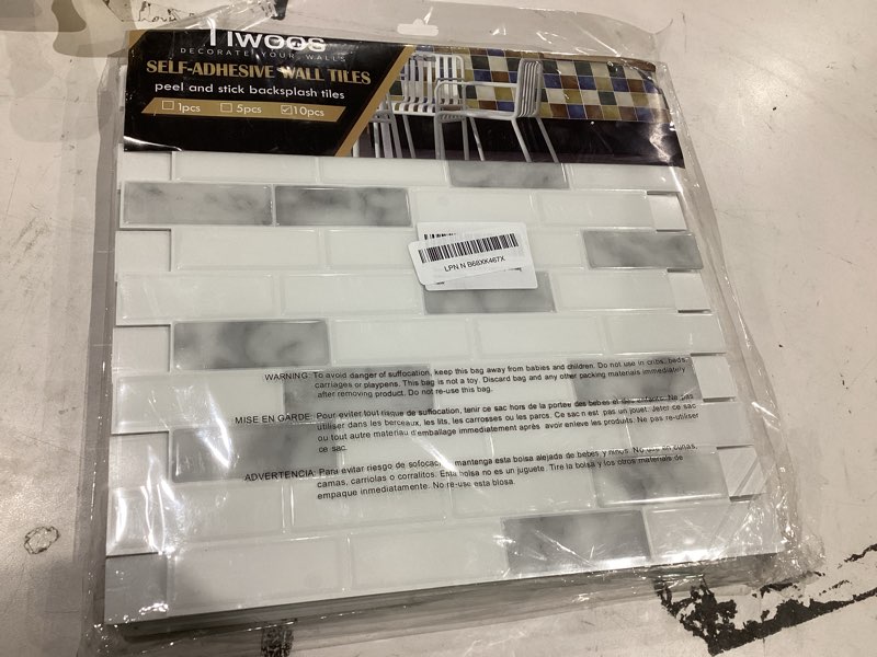 Condition photo showing Good Condition for Thick Peel and Stick Backsplash Tile Self Adhesive Wall Tiles Marble for Kitchen 12"x12" (10-Sheet,Grey White) Grey and White