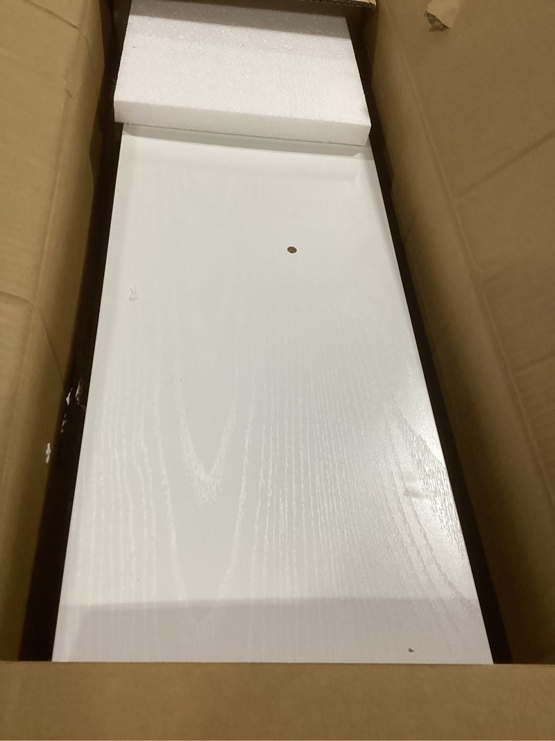 Condition photo showing Good Condition for BAYKA White Floating Shelves for Wall, 36 inches Wall Mounted Rustic Wood Shelves for Bathroom, Bedroom, Living Room, for Book/Storage/Decor?Set of 3? C. White - Modern Minimalist Style 36inches