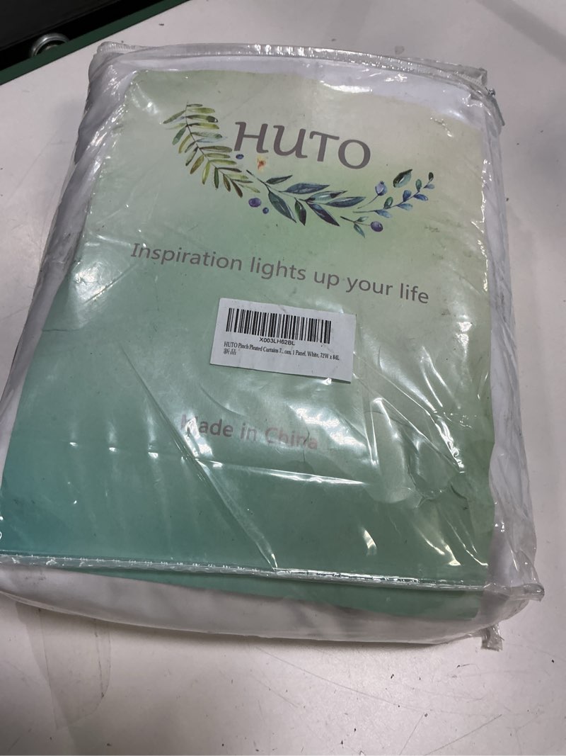 Condition photo showing Good Condition for HUTO White Pinch Pleated Curtains 72 Inches Wide by 84 Inches Long for Bedroom -Half Room Darkening Triple Weave Extra Wide Windows Curtains Drapes for Living Room, 1 Panel, 72W x 84L 72"W x 84"L (Pack of 1) White