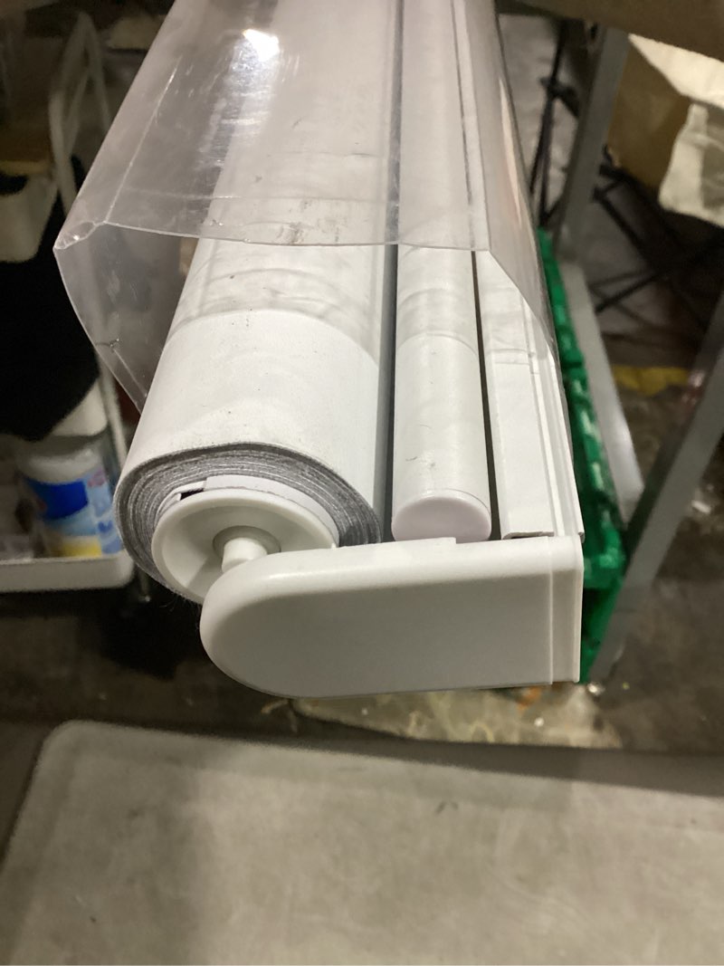 Condition photo showing As Is for 100% blackout indoor cordless roller shades for windows,room darkening rolled up blinds with spring system,thermal insulated uv protection waterproof fabric for home office (white,14"w x 72"h) white 14"w x 72"h