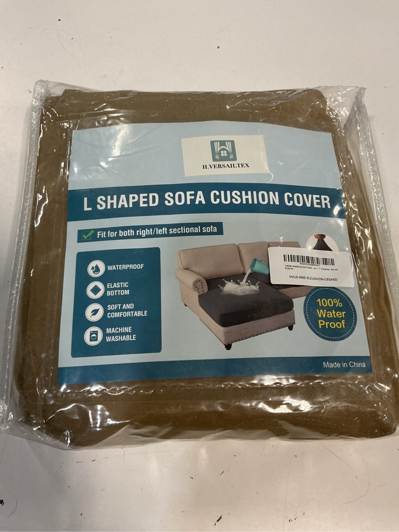 Condition photo showing New/Like New for h.versailtex 100% waterproof seat cushion covers sectional couch covers 3 pieces sofa cushion covers l shape cushion chaise cover for both left/right couch (large sofa 2 seater + 1 chaise, sand) 2 seat cushion + chaise cushion warm sand