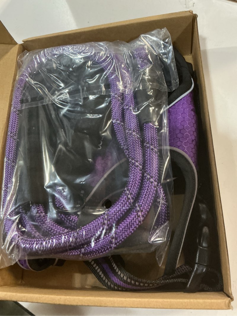 Condition photo showing Good Condition for no pull dog harness adjustable reflective oxford easy control medium large dog harness with a free heavy duty 5ft dog leash large purple harness+leash