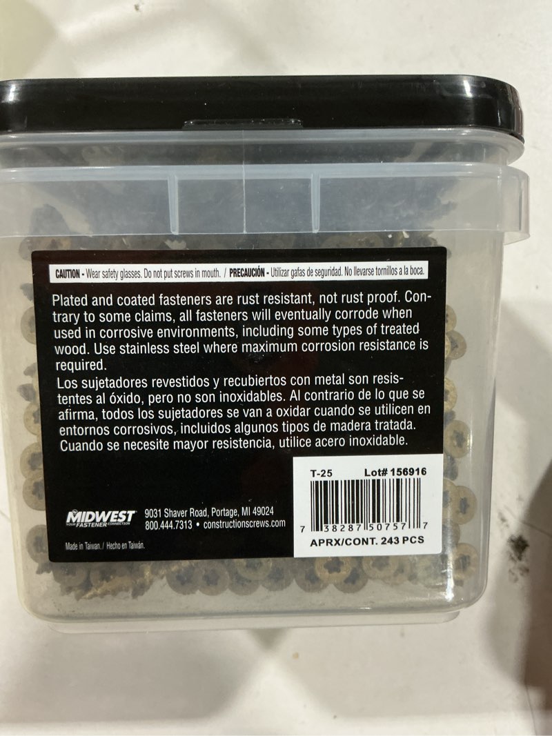 Condition photo showing New/Like New for Saberdrive Tan XL1500 Coated Exterior Star Drive Multi-Purpose Deck Screws, 5lb, Approx. 240 Pieces 