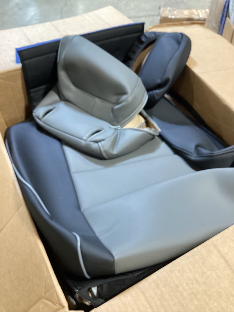 Condition photo showing As Is for car seat covers full set, leather seat covers for cars, 5 pcak breathable seat cover, suitable for suv/truck/sedan/automotive (gray)