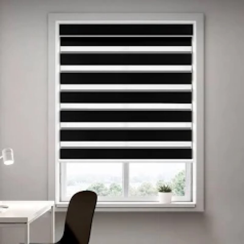 GHV Corded Zebra Blinds for Windows Blackout Dual Layer Privacy Shades for Indoor Windows Light Cont