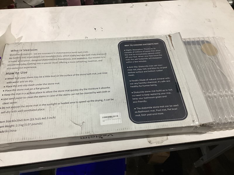 Condition photo showing Good Condition for Stone Bath Mat Diatomaceous Earth Shower Mat Non-Slip Super Absorbent Diatomite Stone Bath Mats for Bathroom Floor Quick Drying Natural Easy to Clean(23.6''×15.4" Gray) Line1-grey