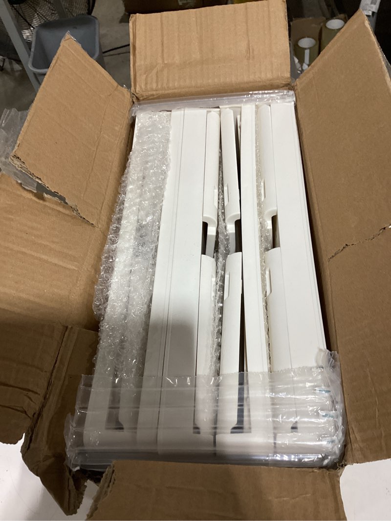 Condition photo showing Good Condition for yfxcvsl 4 tier plastic storage bins with lid 23qt, stackable storage containers with wheels, folding storage boxes, stackable storage bins, organizers and storage for living room,office,dorm white 4-tier 23qt