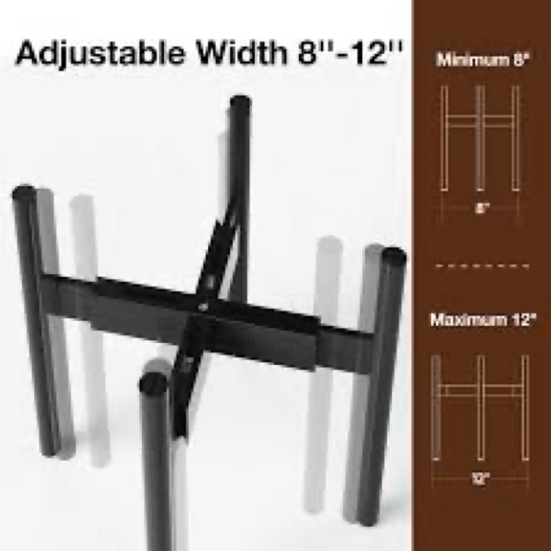 MUDEELA 14.5 Inch Tall Plant Stand for Indoor, Adjustable Width Bamboo Plant Stand for 8 9 10