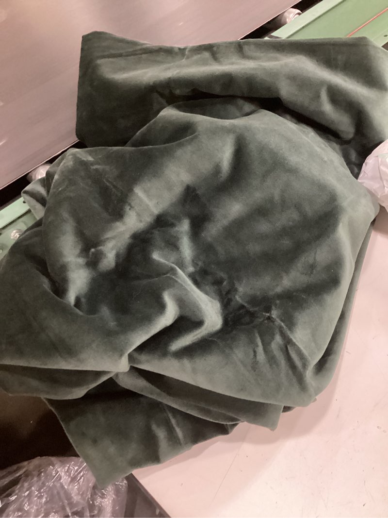 Condition photo showing Good Condition for cotton velvet room darkening curtain greenof 1 piece  48 x 84 quince 
