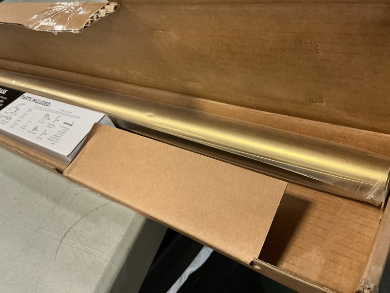 Condition photo showing As Is for BlastHome® Non-Adjustable Luxury Curtain Rods for Windows, 1 ¼” Rod Set, 3 foot Fixed Length, Brushed Gold Single Rod Brushed Gold 3 foot