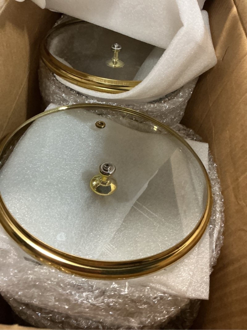 Condition photo showing Good Condition for honeydak 2 pack 2 gallon each amber glass drink dispensers with spigot, gold accent, beverage dispensers with stand for lemonade juice water iced tea cocktails