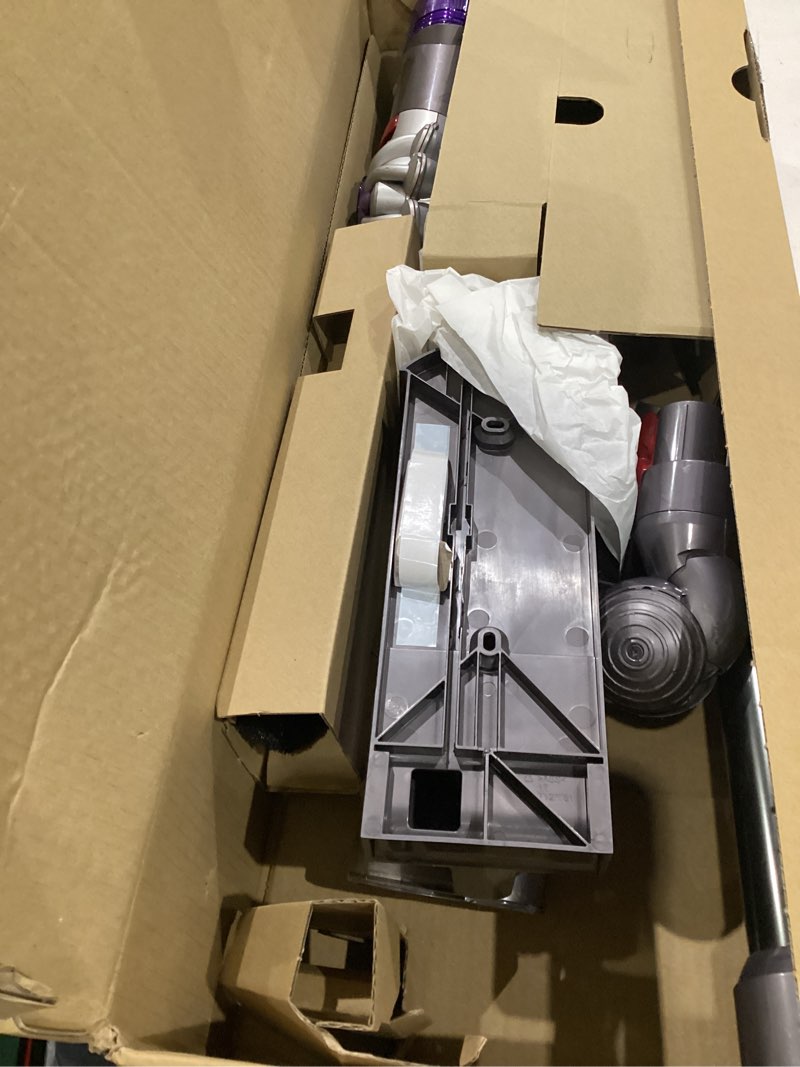 Condition photo showing As Is for dyson v8 plus cordless vacuum, cleans hard floors and carpets, detangles, converts to handheld, 115aw, 2 power modes, up to 40 minutes¹