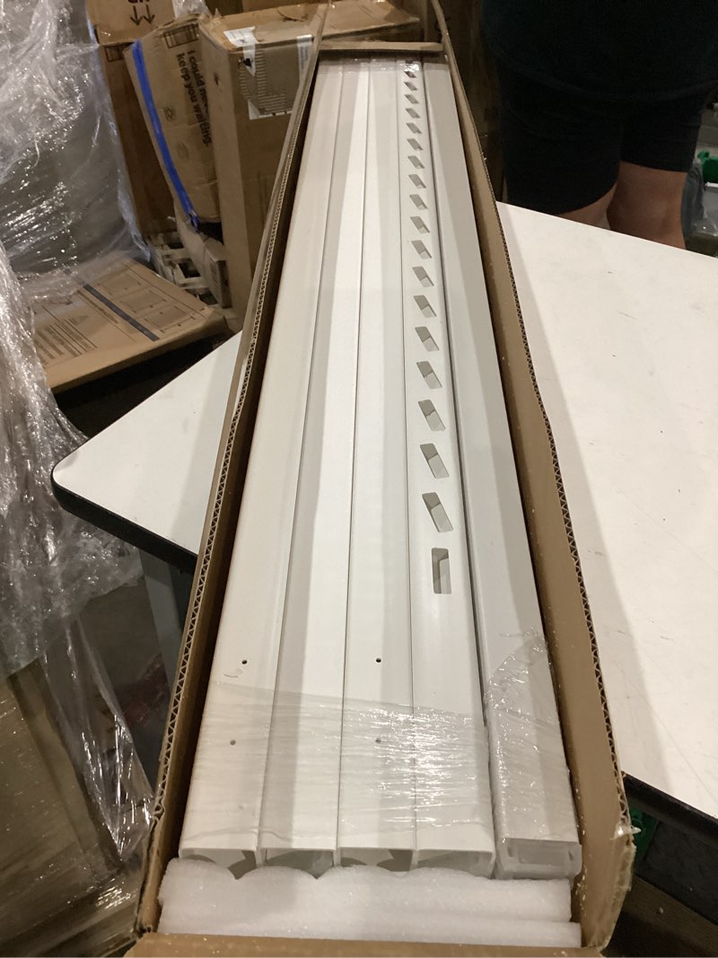 Condition photo showing Good Condition for 48 "h x 48 "w privacy fence panels screen outside, air conditioner fence outdoor garbage trash can enclosure, 2 white vinyl panels kit with metal stake, white, horizontal
