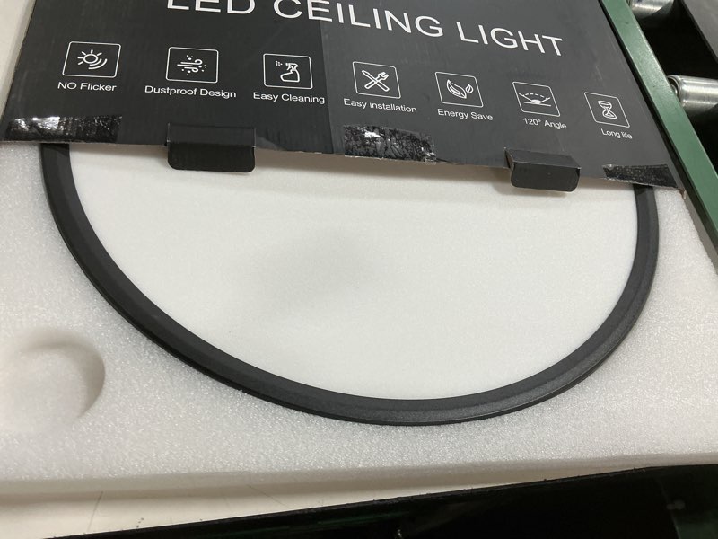 Condition photo showing Good Condition for 20 inch flush mount ceiling light, 42w 4200lm, dimmable & 3000k/4000k/6500k selectable, modern black led ceiling light fixture for dining room, kitchen, bedroom, office, hotel, wired black 20 inch