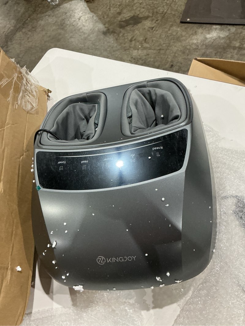 Condition photo showing As Is for kingjoy foot massager with heat for neuropathy, [2026 updated], deep kneading shiatsu foot massager for plantar fasciitis, fits men's size 14, gifts for women, mom, men, dad, seniors