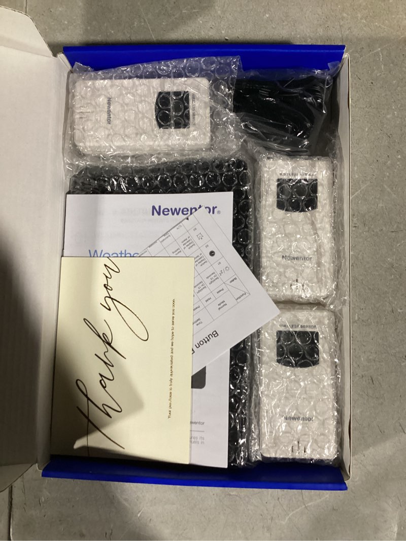 Condition photo showing Good Condition for Newentor Weather Station Wireless Indoor Outdoor Thermometer, Color Display Digital Weather Thermometer with Atomic Clock, Barometric Pressure, Forecast Station with Adjustable Backlight,Black,3Sensor Black with 3 sensor