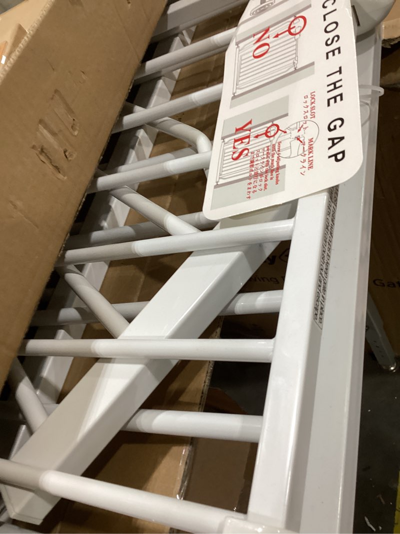 Condition photo showing As Is for Extra Wide Baby Gates Large Long Dog Gates for The House Doorways Stairs Pressure Mount Dog Pet Gate Walk Through Metal Child Indoor Safety Gates (White, 86.3"-105"/219-267CM) 86.3"-105"/219-267CM White