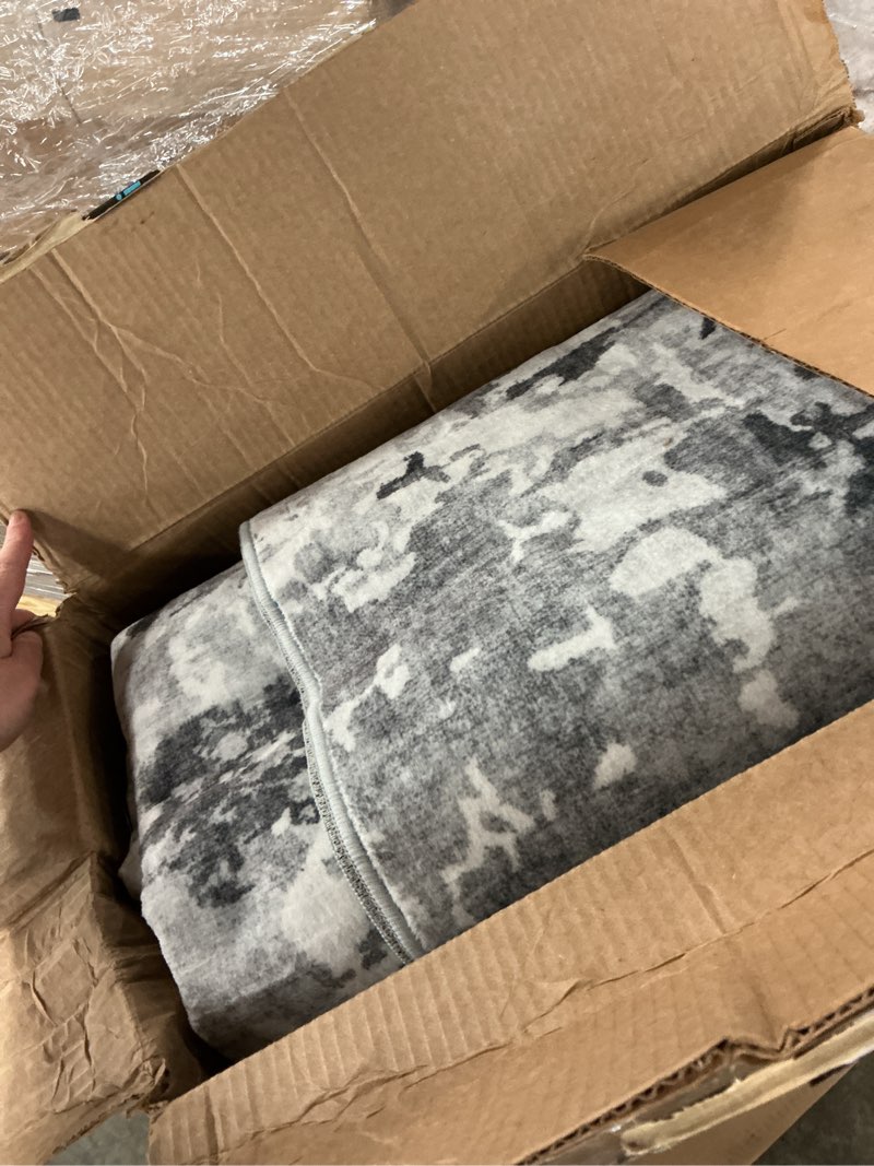 Condition photo showing As Is for garveehome modern area rugs 8x10 for living room, abstract large washable rug soft non slip stain resistant floor mat carpet indoor thin accent rug for bedroom nursery home decor dark grey 8' x 10' (rectangular)