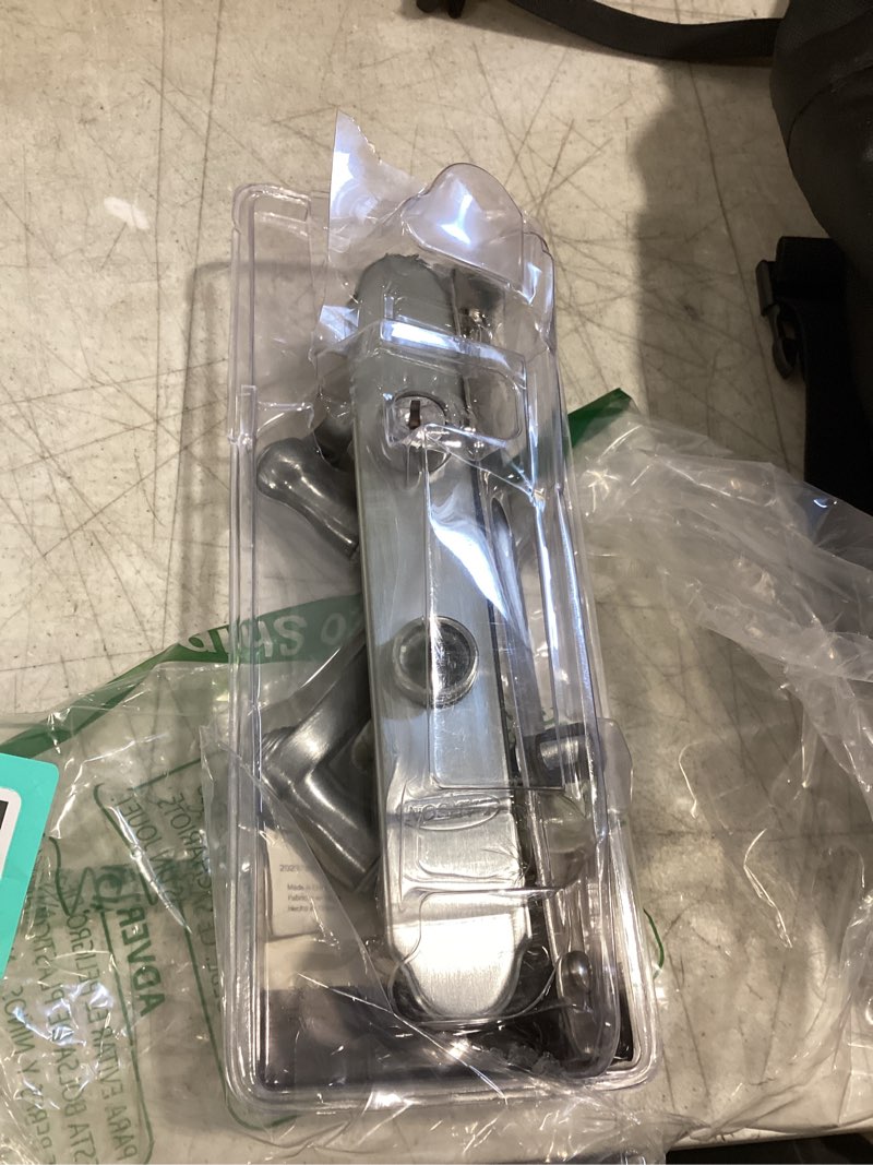 Condition photo showing As Is for hausun storm door handle set replacement kit with 2 point mortise lock and key,security door keyed lever handle fits for pella or larson storm door (brushed nickel)