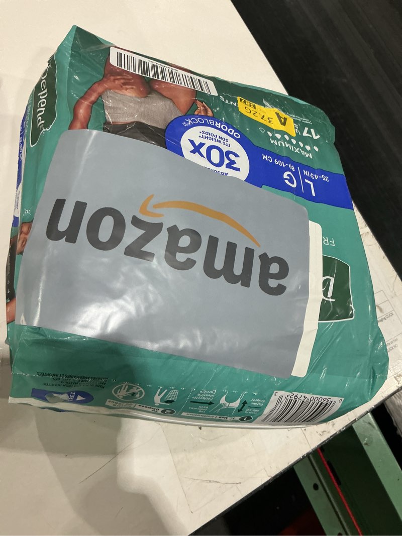 Condition photo showing Good Condition for underwear, depend max absrb men lg (units per pack: 17)