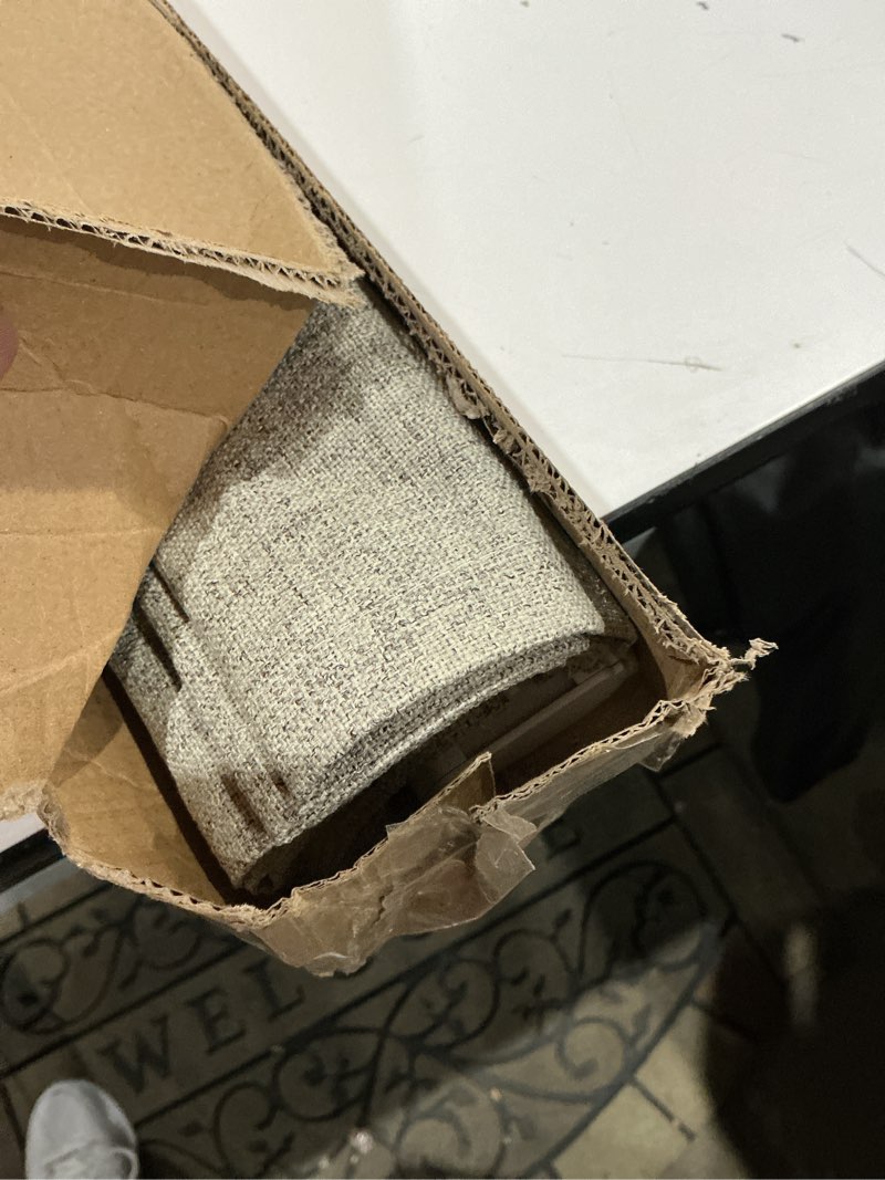 Condition photo showing As Is for joydeco cordless roman shades, linen fabric window blinds, thermal insulated blackout blinds, room darkening shades for indoor windows, easy to install, 29" w×75" h, linen linen 29"w x 75"h