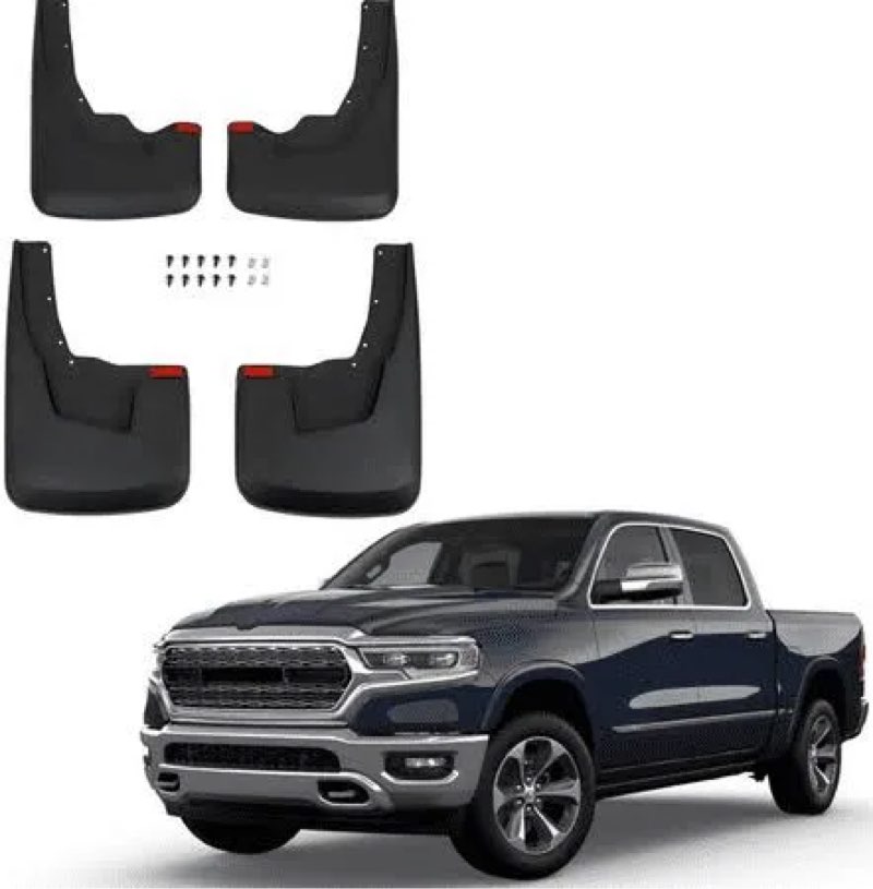 mud flaps compatible with dodge ram 2019-2023 2024 ram 1500 (new body style) with oem fender flares custom front and rear mud guard set (4pcs-set)