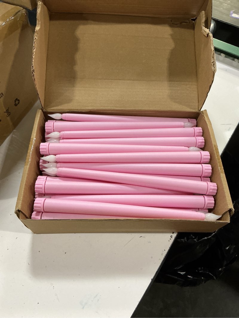 Condition photo showing Good Condition for funtery 48 pcs flameless led taper candles battery operated candles bulk led candlesticks flickering for church wedding easter graduation party decorations(pink,classic style) pink classic style
