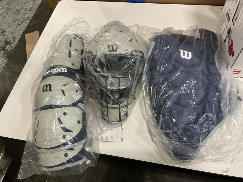 Condition photo showing New/Like New for wilson ez gear 2.0 catcher’s gear kit - navy, large/x-large